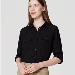 🔥 Ann Taylor LOFT Black Utility Blouse